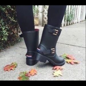 Women's Tommy Hilfiger Dew Moto Rain Boots Black